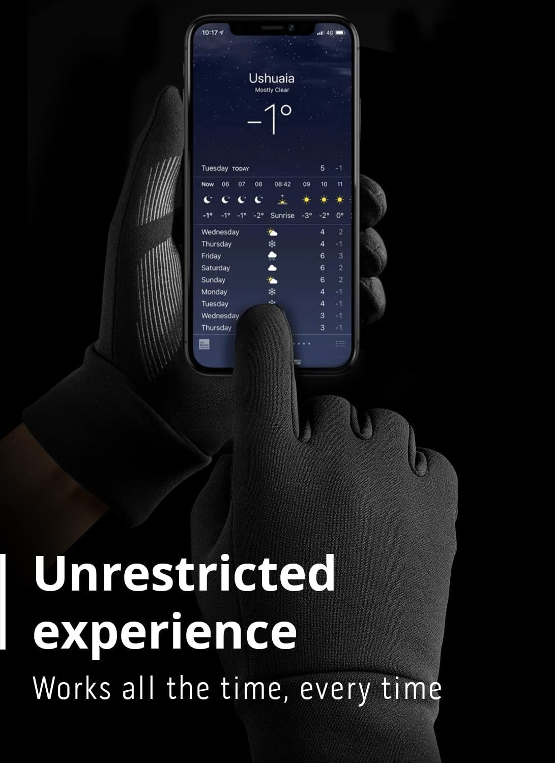 thumbnail image 2 of VASCRO Windproof Winter Touchscreen Gloves – Texting Gloves For IPhone & Smartphones – Black Or Pink – S, M, L, XL 2 of 6
