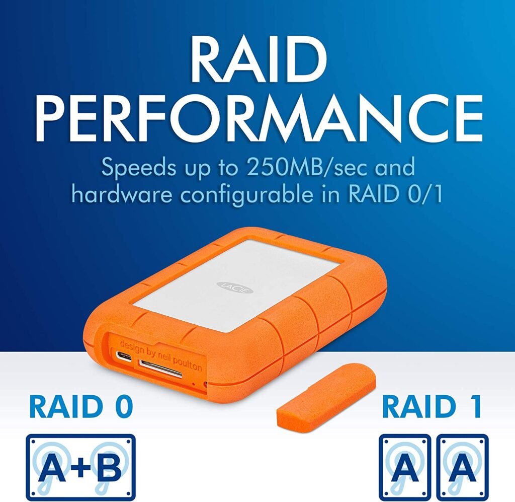 هارد ديسك خارجي LaCie Rugged Raid PRO سعة 4TB بفتحة بطاقة SD – الصورة 3