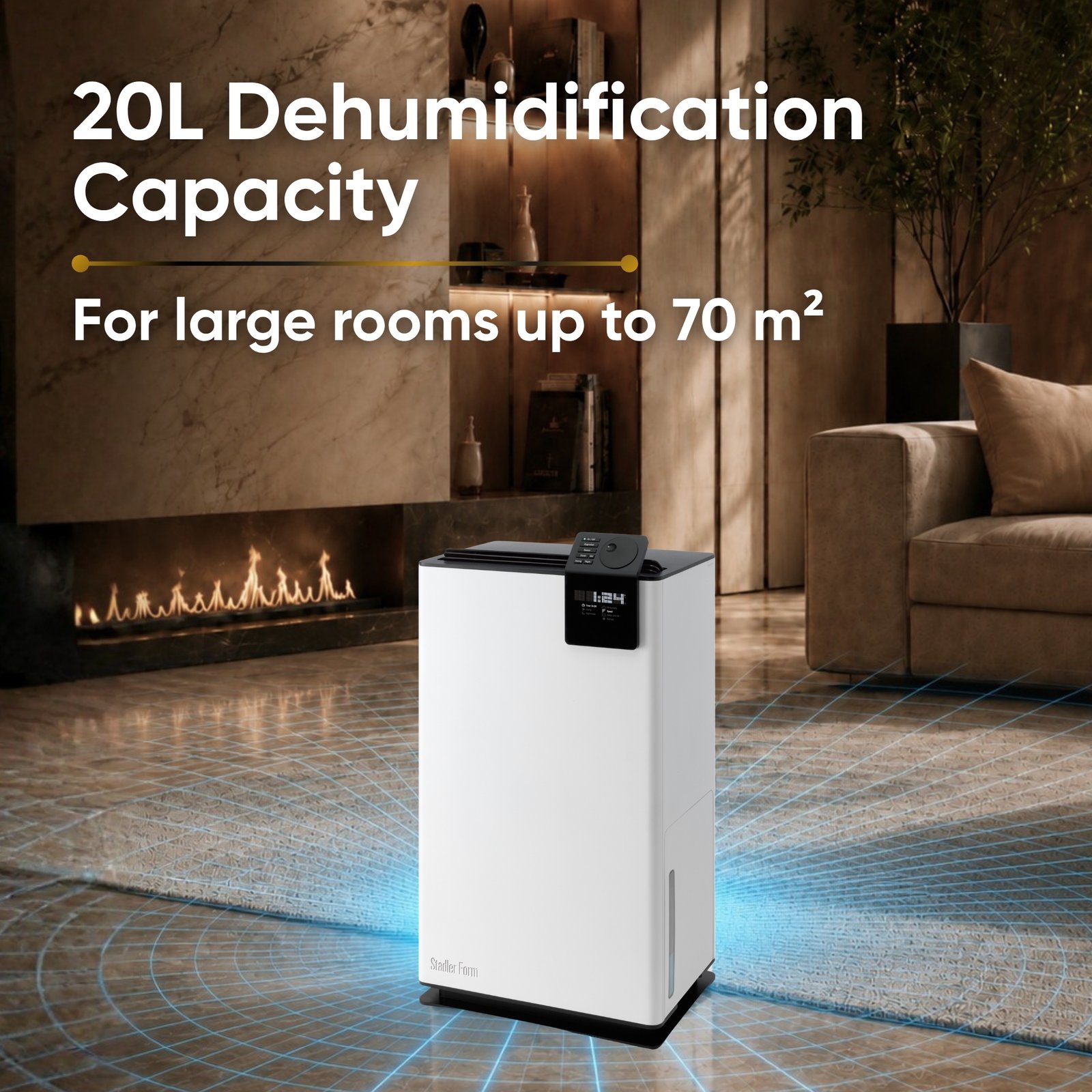 Stadler Form Albert Dehumidifier 20L, Smart Humidity Sensor, 24 Hours Dehumidification for Large Rooms up to 70m², Mold Prevention, Effective Air Distribution, Auto Mode, Very Quiet, 2 Years Warranty - Image 5