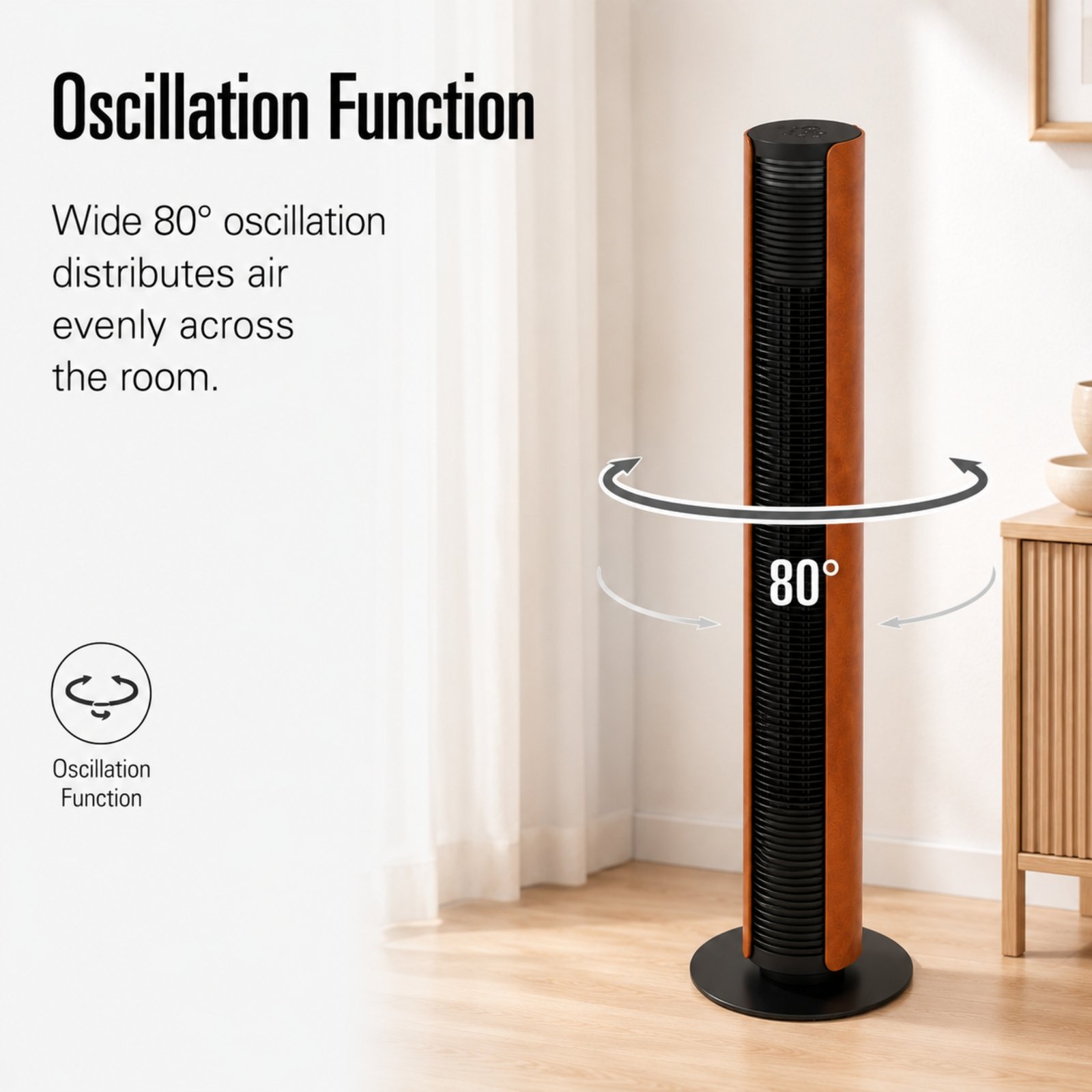 Stadler Form Peter Leatherette Swiss Design Column Fan Timer, Oscillation, Remote Control 6 Speed Levels Leatherette, Low Energy Consumption, 2-Year Warranty by Manufacturer + Local Support - Image 5