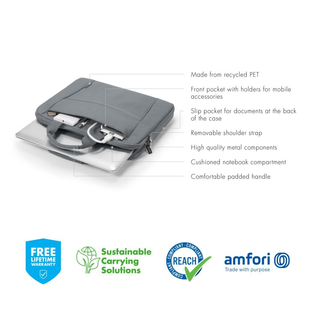 حقيبة كتف للابتوب Dicota Slim Case Eco Base مقاس 13″-14.1″، الصورة 7