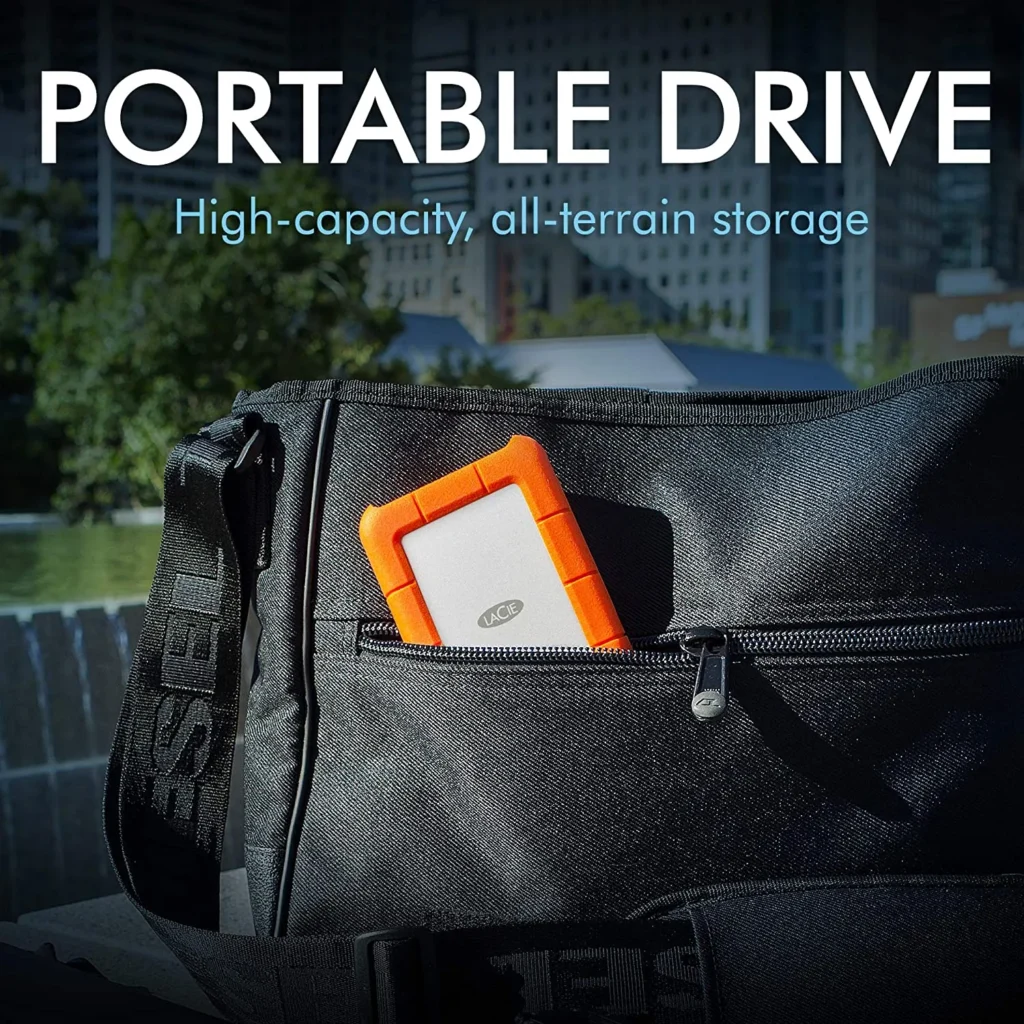 هارد ديسك خارجي LaCie Rugged سعة 4TB بمنفذ USB 3.1 Gen 1 Type-C + غلاف Dicota TabSkin – الصورة 6