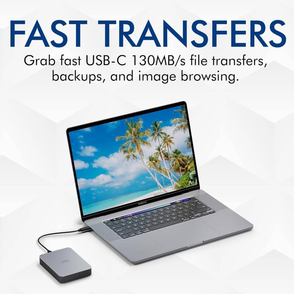 هارد ديسك خارجي LaCie Mobile Drive بسعة 1TB و2TB و5TB بمنفذ USB-C (STLP1000400) (STLP2000400) – الصورة 4
