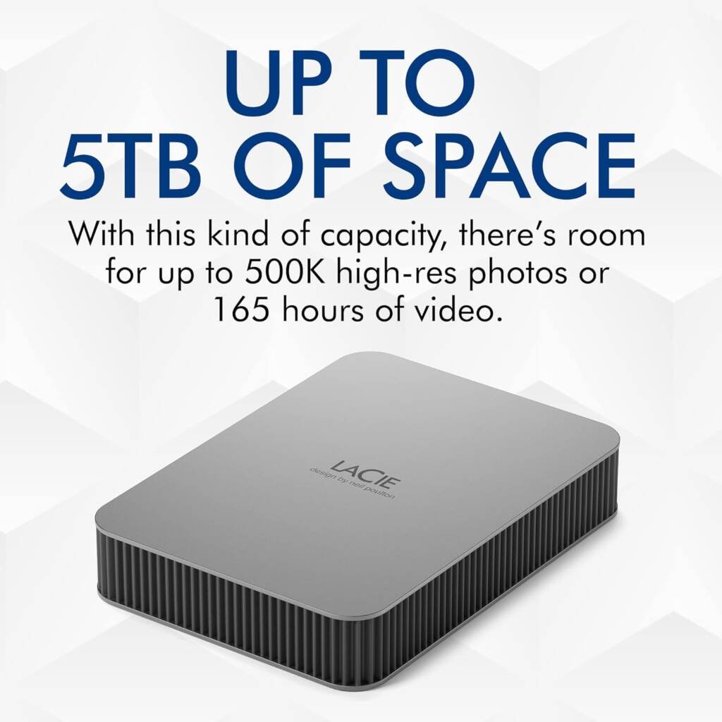 هارد ديسك خارجي LaCie Mobile Drive بسعة 1TB و2TB و5TB بمنفذ USB-C (STLP1000400) (STLP2000400) – الصورة 2
