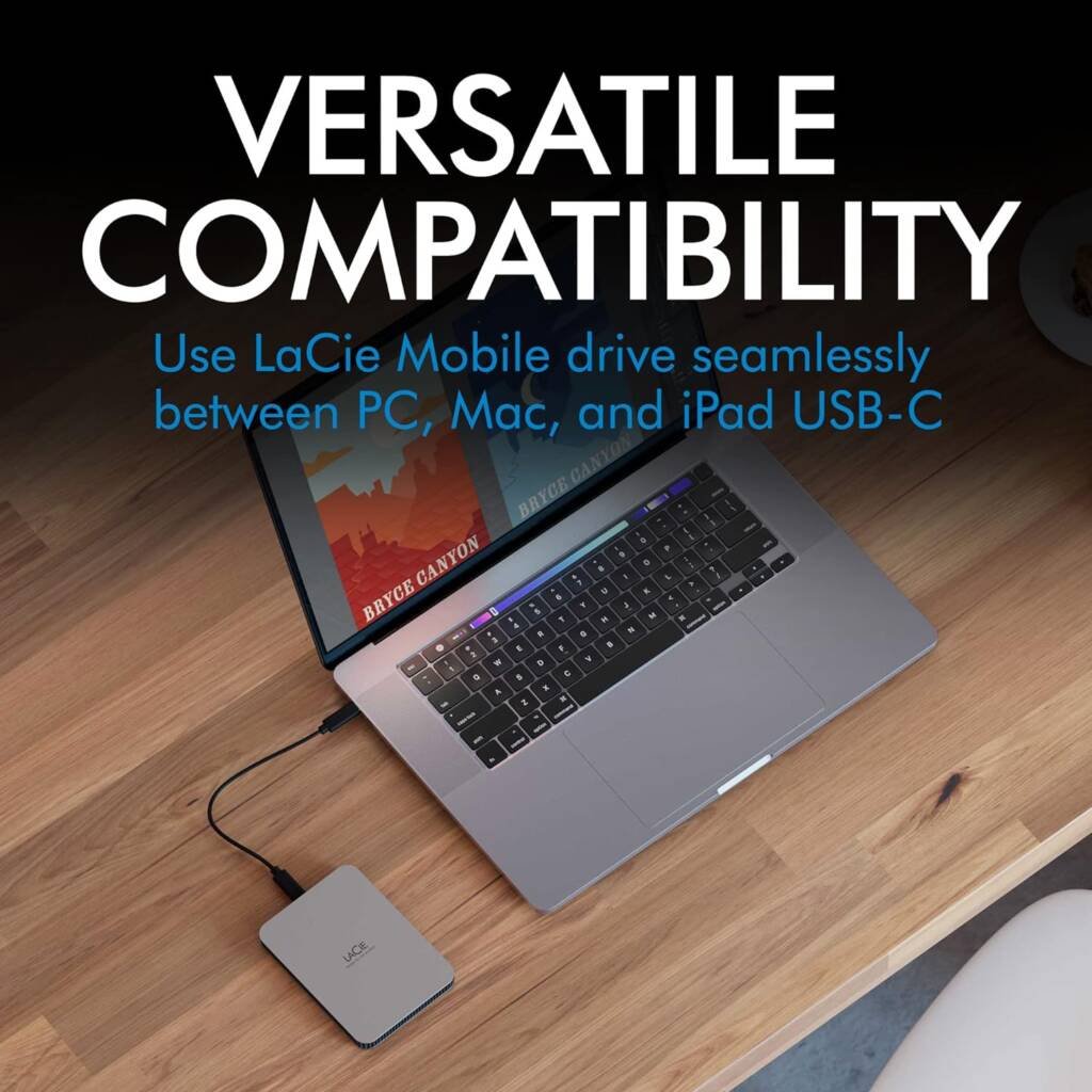 هارد ديسك خارجي LaCie Mobile Drive بسعة 1TB و2TB و5TB بمنفذ USB-C (STLP1000400) (STLP2000400) – الصورة 5