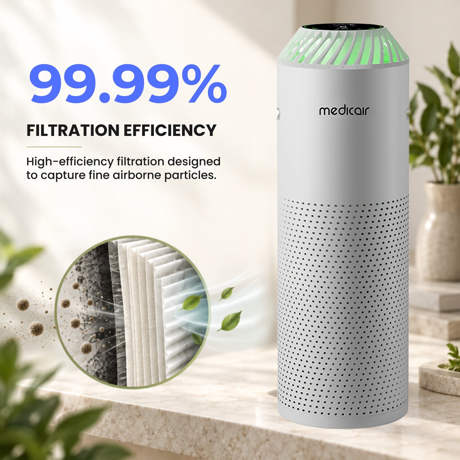 MedicAir Pro Air Purifier with UV-C Technology, HEPA, Activated Carbon. Medical Grade Air Purifier 5 Stage Filtration for Viruses, Dust, & Odors, Quiet & Safe Indoor Air. Removes 99.99% of Bacteria - Image 4
