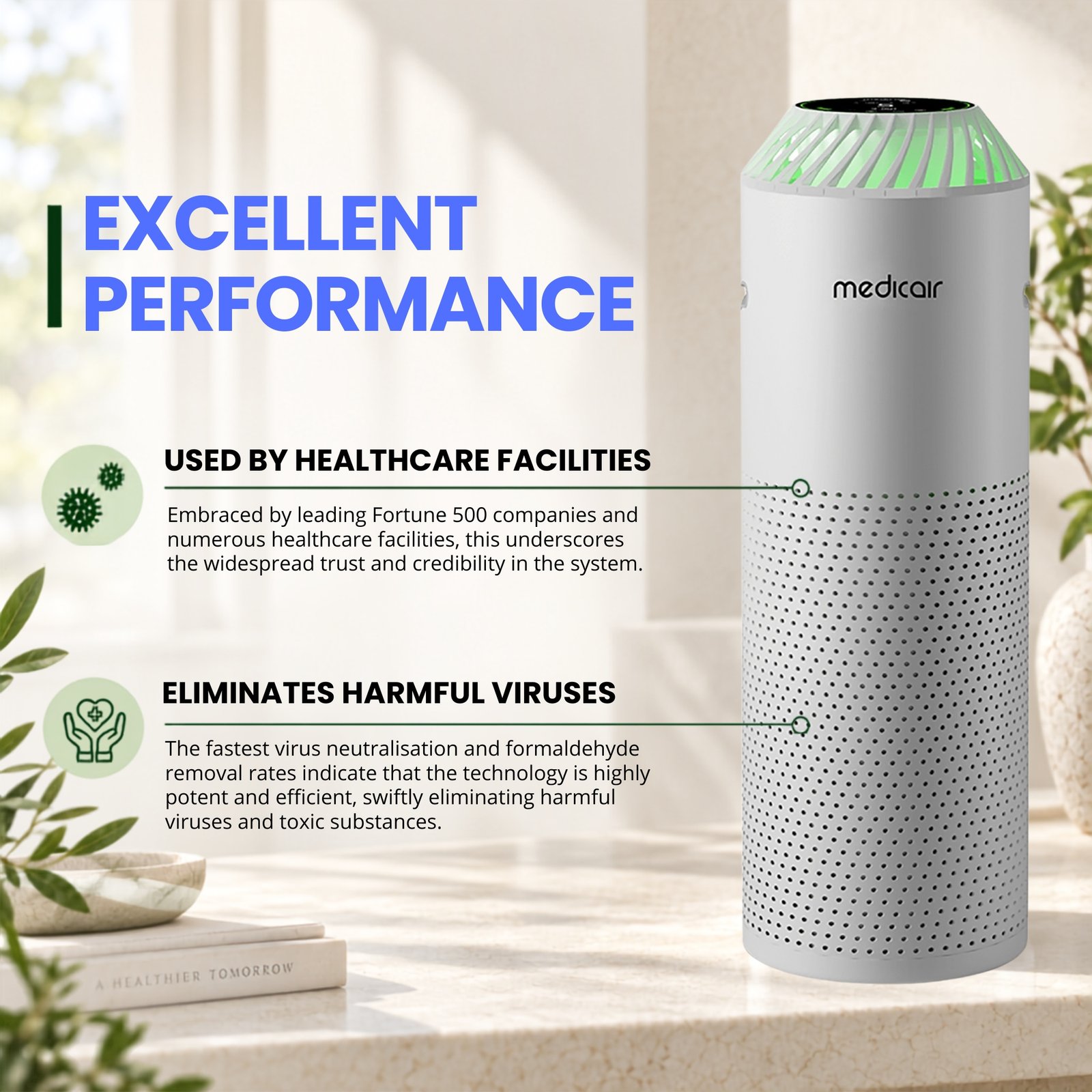 MedicAir Pro Air Purifier with UV-C Technology, HEPA, Activated Carbon. Medical Grade Air Purifier 5 Stage Filtration for Viruses, Dust, & Odors, Quiet & Safe Indoor Air. Removes 99.99% of Bacteria - Image 9