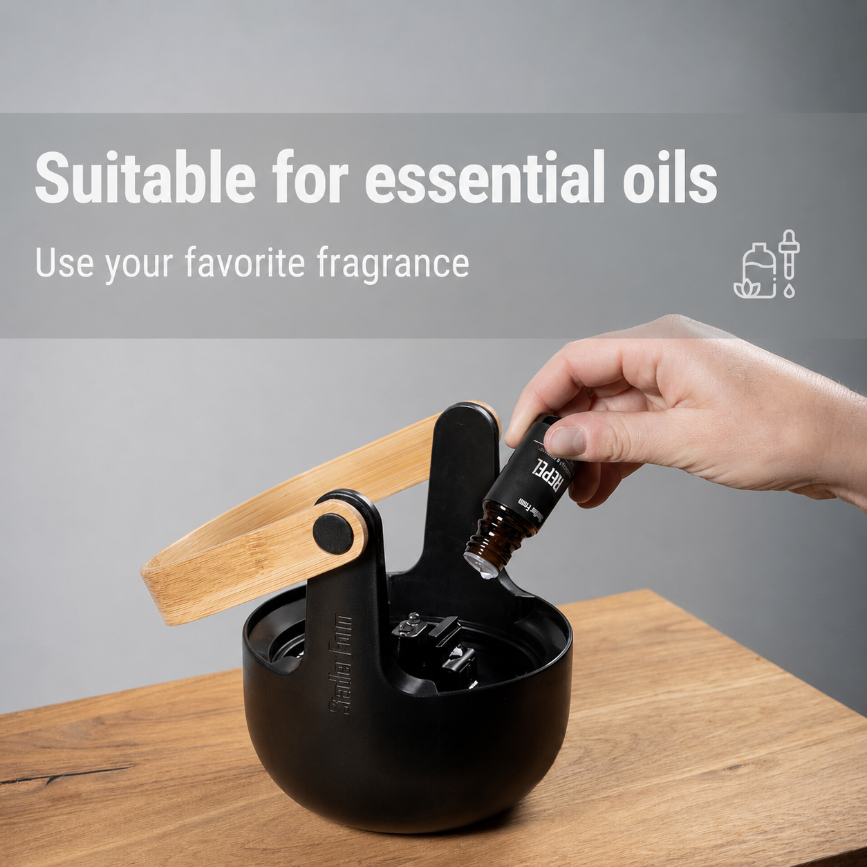 Stadler Form Sophie Little Swiss Design Aroma Diffuser & Lantern Black – Bamboo Handle, Flame Effect, Essential Oil Diffuser, Indoor/Outdoor Use, Up to 7H Battery, 2-Year Warranty + Local Support - Image 3