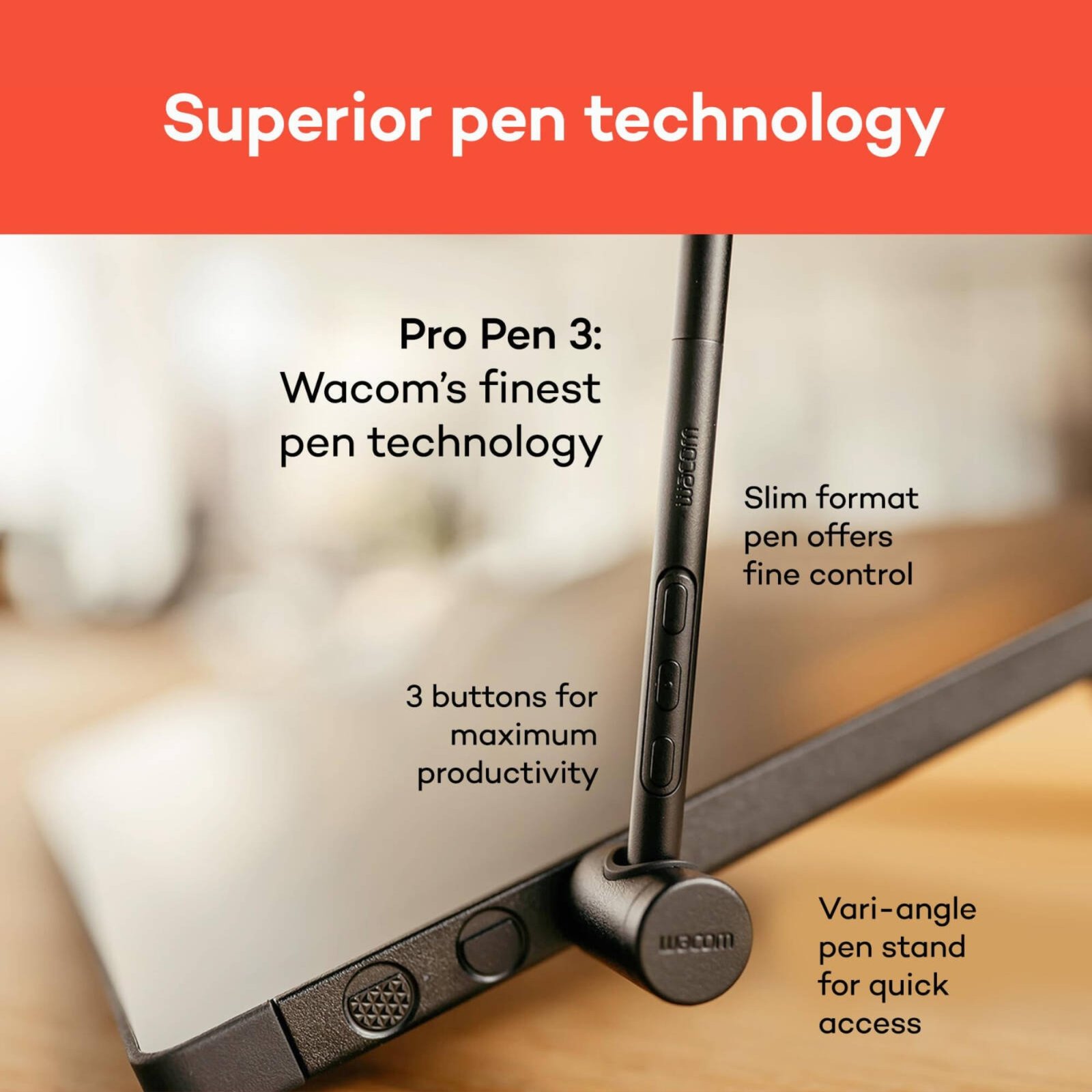 Wacom Cintiq 16 Graphic Tablet, 16" WQXGA 60Hz Display, ExpressKeys, Tilt Support, Anti-Glare Screen, Tablet, USB-C Connectivity, Anti Glare, Wacom Pro Pen 3 Technology, Black | DTK168K0B - Image 4
